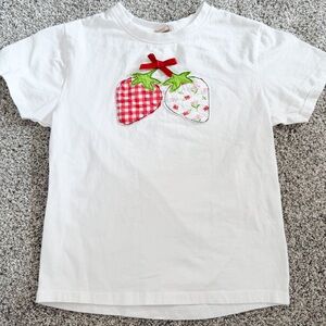 White cotton stretchy tee girls 12 strawberries